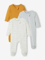 VERTBAUDET Set van 3 babypyjama's in jersey met ritssluiting set mosterdgeel