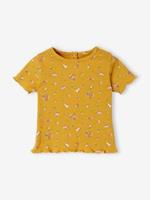 VERTBAUDET Babyshirt met bloemen in geribbeld tricot oker met print