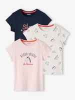 VERTBAUDET Set van 3 verschillende T-shirts voor meisjes met iriserende details set inktkleur