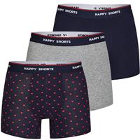 Happy Shorts 3-pack boxershorts heren d848 hartjes print blauw/grijs