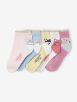 Vertbaudet 5er-Pack Mädchen Socken, Tiere rosa/senfgelb