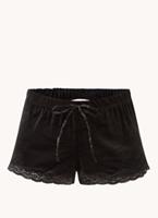 Hunkemöller Shorts Velours Lace Zwart