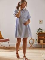 VERTBAUDET Zwangerschaps- en borstvoedingshemdjurk met strepen blauw en wit gestreept