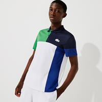 Lacoste Atmungsaktives Herren  Sport Colourblock Piqué-Poloshirt - Navy Blau / Grün / Weiß / Blau / Weiß 