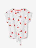 VERTBAUDET Gestreept T-shirt voor meisjes met sierstrik wit / rood