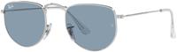 RAY-BAN RB 3958 ELON | Unisex-Sonnenbrille | Oval | Fassung: Mineral Silberfarben | Glasfarbe: Blau