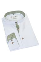 G'weih & Silk Trachtenhemd langarm weiß oliv Achensee 007478