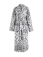 Zo! Home Flanel Fleece Badjas Snow Leopard - grey