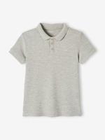 VERTBAUDET Poloshirt met korte mouwen voor jongens met borduurwerk op de borst grijs gechineerd