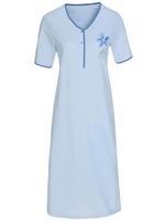 Ascafa Dames Nachthemden met korte mouwen blauw + blauw bedrukt GrÃ¶ÃŸe