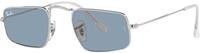 RAY-BAN RB 3957 JULIE | Unisex-Sonnenbrille | Eckig | Fassung: Mineral Silberfarben | Glasfarbe: Blau