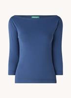 United Colors of Benetton Benetton, Pulli Aus 100% Baumwolle Mit U-boot-ausschnitt,  Blau, female
