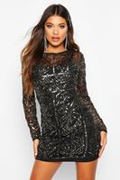 Boohoo Boutique Embellished Bodycon Dress, Silver