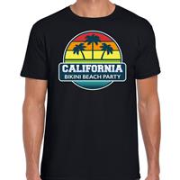 Bellatio California zomer t-shirt / shirt California bikini beach party voor heren - Zwart