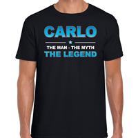 Bellatio Naam cadeau Carlo - The man, The myth the legend t-shirt Zwart