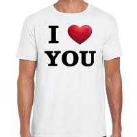 Bellatio I love you t-shirt voor heren - Wit