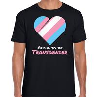 Bellatio T-shirt proud to be transgender - Pride vlag hartje shirt - Zwart