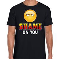 Bellatio Funny emoticon t-shirt Shame on you Zwart