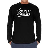 Bellatio Super meester kado shirt long sleeve zwart heren - Zwart