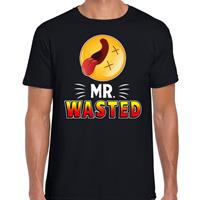 Bellatio Funny emoticon t-shirt mr. wasted Zwart