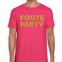 Bellatio Foute Party gouden glitter tekst t-shirt Roze