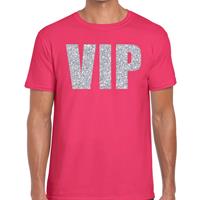 Bellatio VIP zilver glitter tekst t-shirt Roze