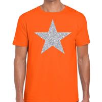 Bellatio Zilveren ster glitter t-shirt Oranje