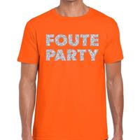Bellatio Foute party zilveren glitter tekst t-shirt Oranje