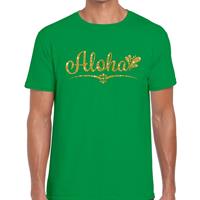 Bellatio Aloha goud glitter hawaii t-shirt Groen