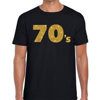 Bellatio 70's gouden glitter tekst t-shirt Zwart