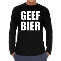 Bellatio Geef Bier Long sleeve t-shirt zwart heren - Zwart