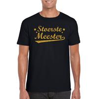 Bellatio Stoerste meester cadeau t-shirt met gouden glitters op Zwart