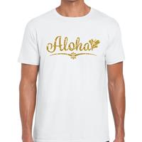 Bellatio Aloha goud glitter hawaii t-shirt Wit