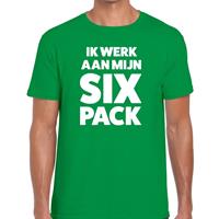 Bellatio Ik werk aan mijn SIX Pack tekst t-shirt Groen