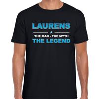 Bellatio Naam cadeau Laurens - The man, The myth the legend t-shirt Zwart