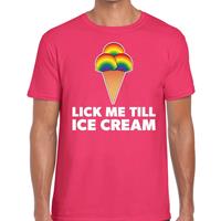 Bellatio Lick me till ice scream gay pride t-shirt - Roze