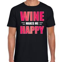Bellatio Wine makes me happy / Wijn maakt me gelukkig drank t-shirt Zwart