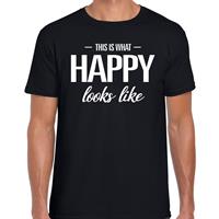 Bellatio This is what Happy looks like t-shirt Zwart