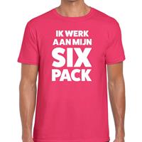 Bellatio Ik werk aan mijn SIX Packshirt Roze