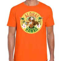 Bellatio Hawaii feest t-shirt / shirt Aloha Hawaii voor heren - Oranje
