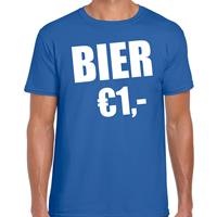 Bellatio Fun t-shirt - bier 1 euro - Blauw