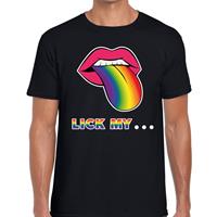 Bellatio Lick my... gaypride t-shirt - Zwart