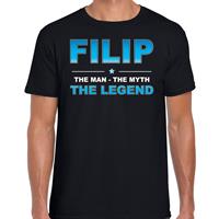 Bellatio Naam cadeau Filip - The man, The myth the legend t-shirt Zwart