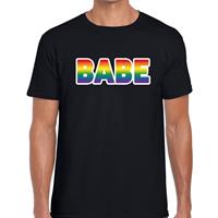 Bellatio Babe gaypride t-shirt - regenboog t-shirt Zwart