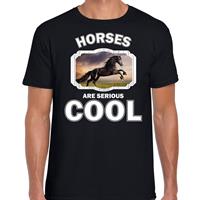Bellatio Dieren paarden t-shirt zwart heren - horses are serious cool shirt - cadeau t-shirt Zwart
