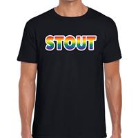 Bellatio Stout gaypride t-shirt - regenboog t-shirt Zwart