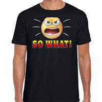 Bellatio Funny emoticon t-shirt So what Zwart