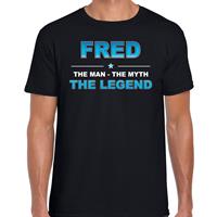 Bellatio Naam cadeau Fred - The man, The myth the legend t-shirt Zwart