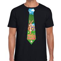 Bellatio Zwart Paas t-shirt met paashaas stropdas - Pasen shirt voor heren - Pasen kleding