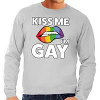 Bellatio Kiss me i am gay sweater Grijs